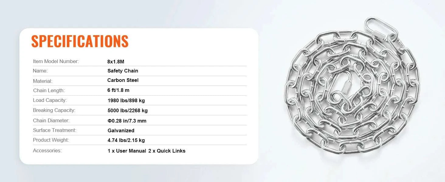 5/16" Proof Coil Chain Zinc Plated Carbon Steel Tow & Utility Chain-92ft / CZECH REPUBLIC