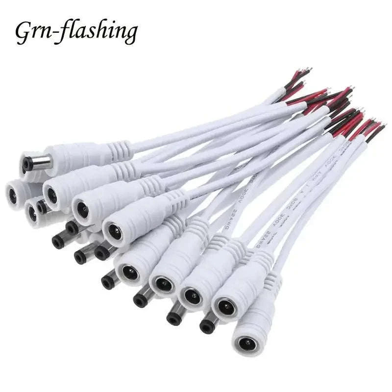 5.5x2.1mm DC Power Connector Cable Adapter-10 Male  white