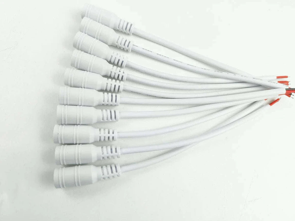 5.5x2.1mm DC Power Connector Cable Adapter for Reliable Power-10 Male  white