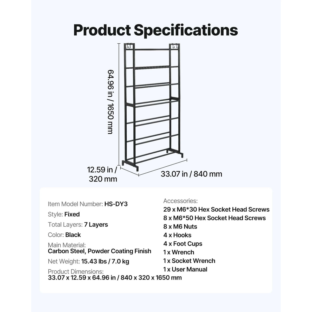 5/7 Tier 3D Printer Filament Storage Rack-7 Tier / spain