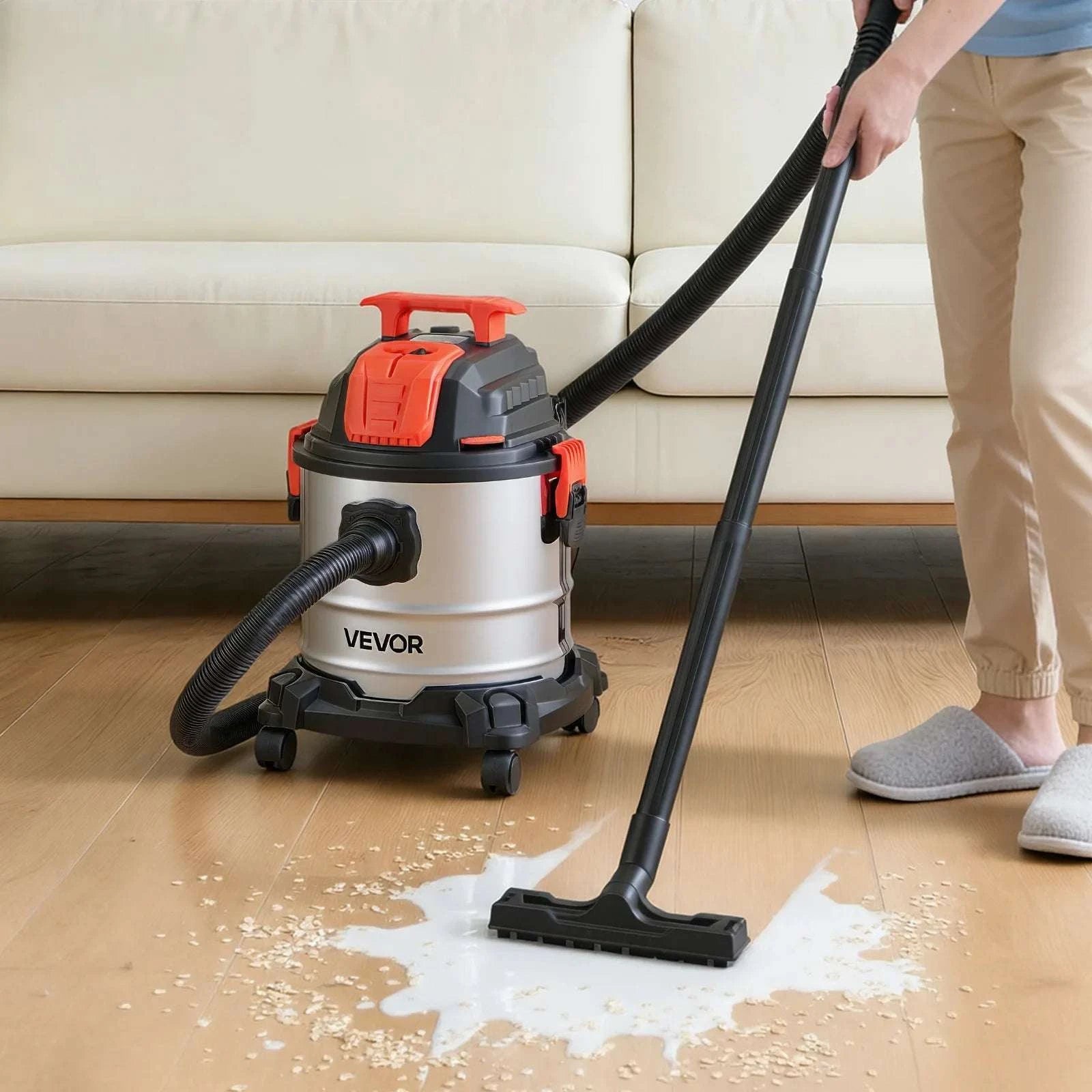 5.8 Gallon Wet Dry Shop Vacuum with Self-Cleaning Filter, 4 HP-United States / Orange Black Silver