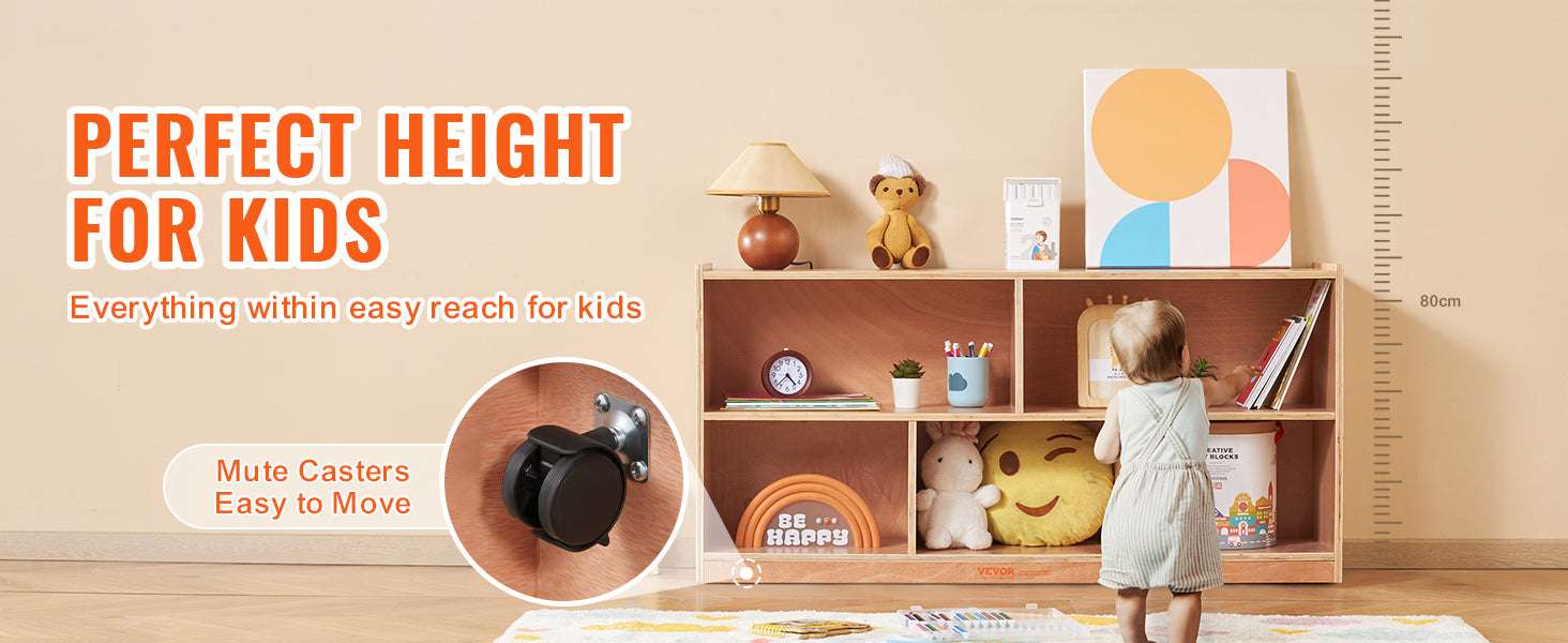 5-Compartment Kids Storage Cubby Cabinet for Toys, Books & Supplies-wood / United States