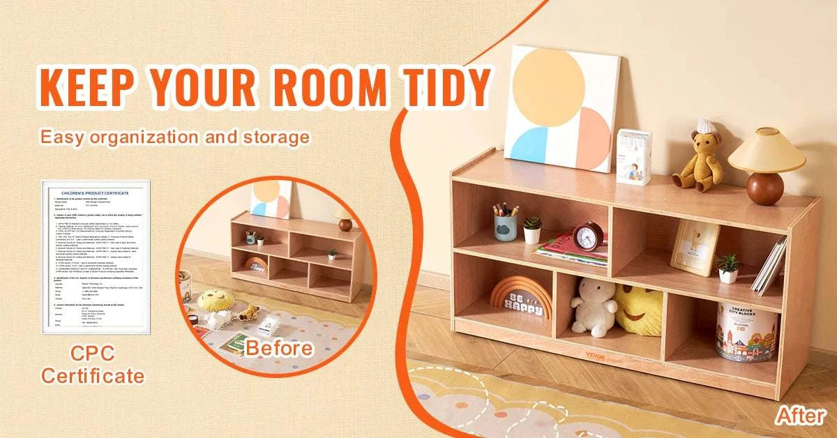 5-Compartment Kids Storage Cubby Cabinet for Toys, Books & Supplies-wood / United States