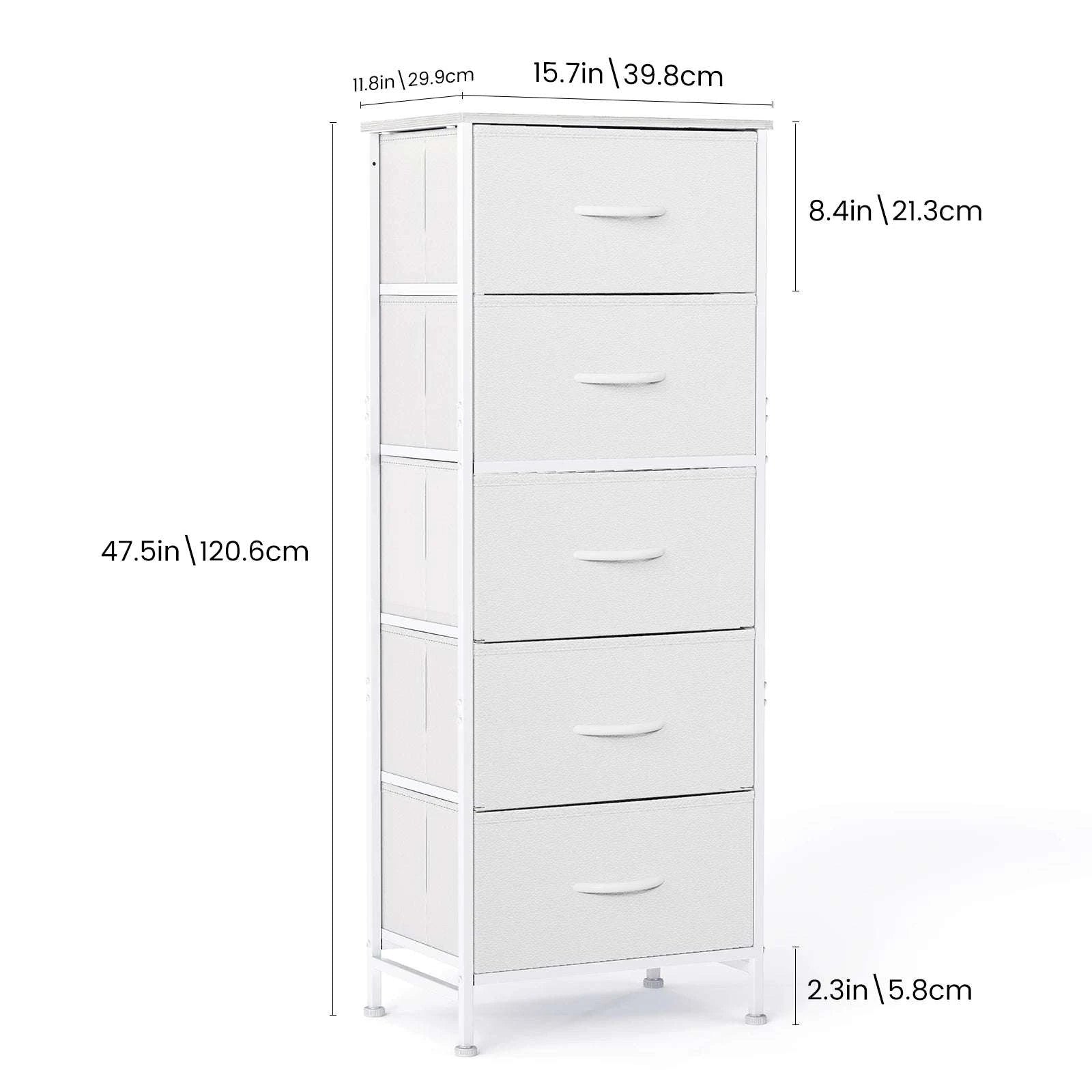 5 Drawer Fabric Dresser Cabinet Slim Storage Tower with Wood Top-black / United States
