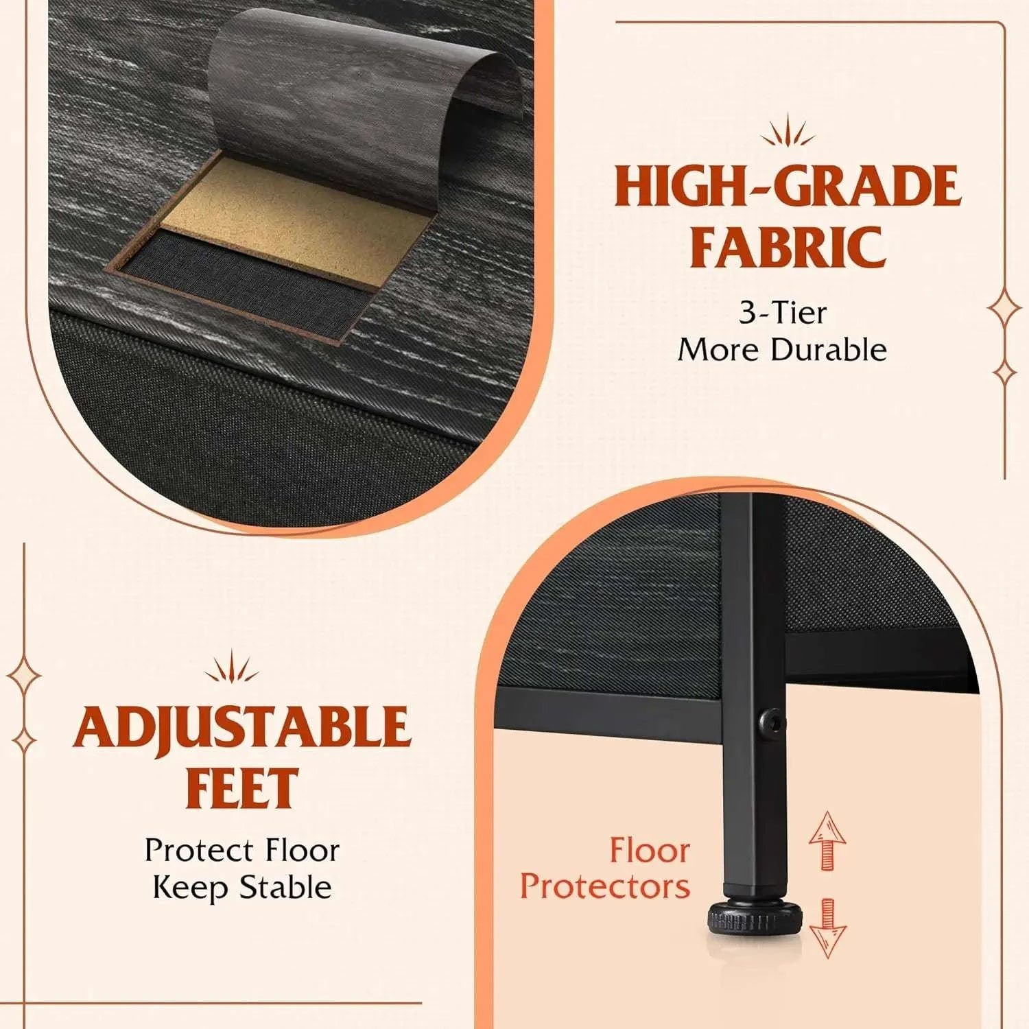 5-Drawer Fabric Dresser with Metal Frame Storage Organizer-Grey / United States