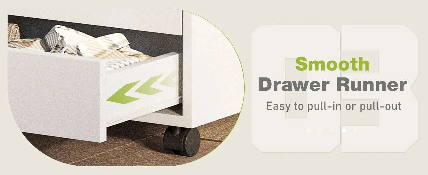 5 Drawer Rolling Nightstand Cabinet with Waterproof Top Surface-black / United States