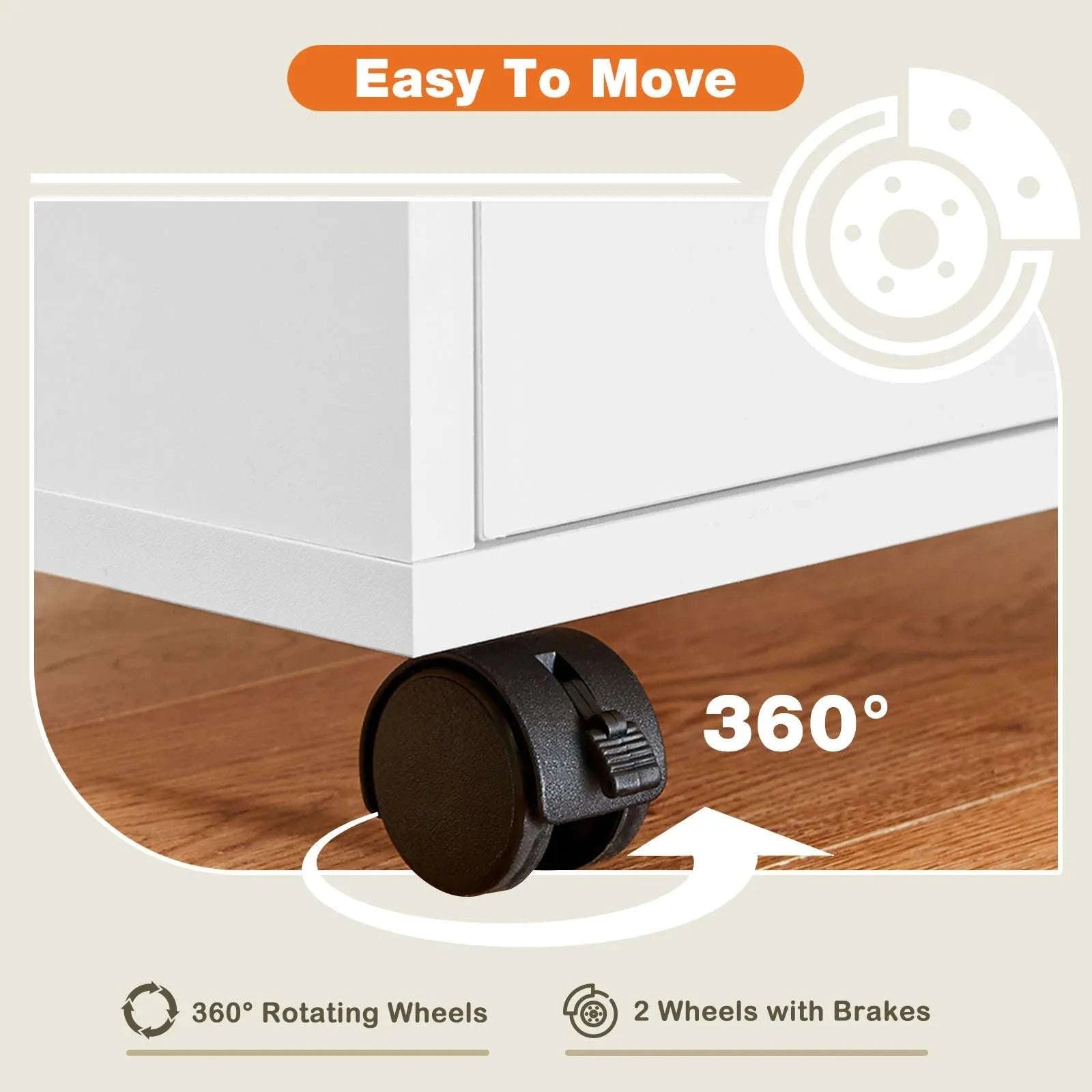 5 Drawer Rolling Nightstand Cabinet with Waterproof Top Surface-black / United States