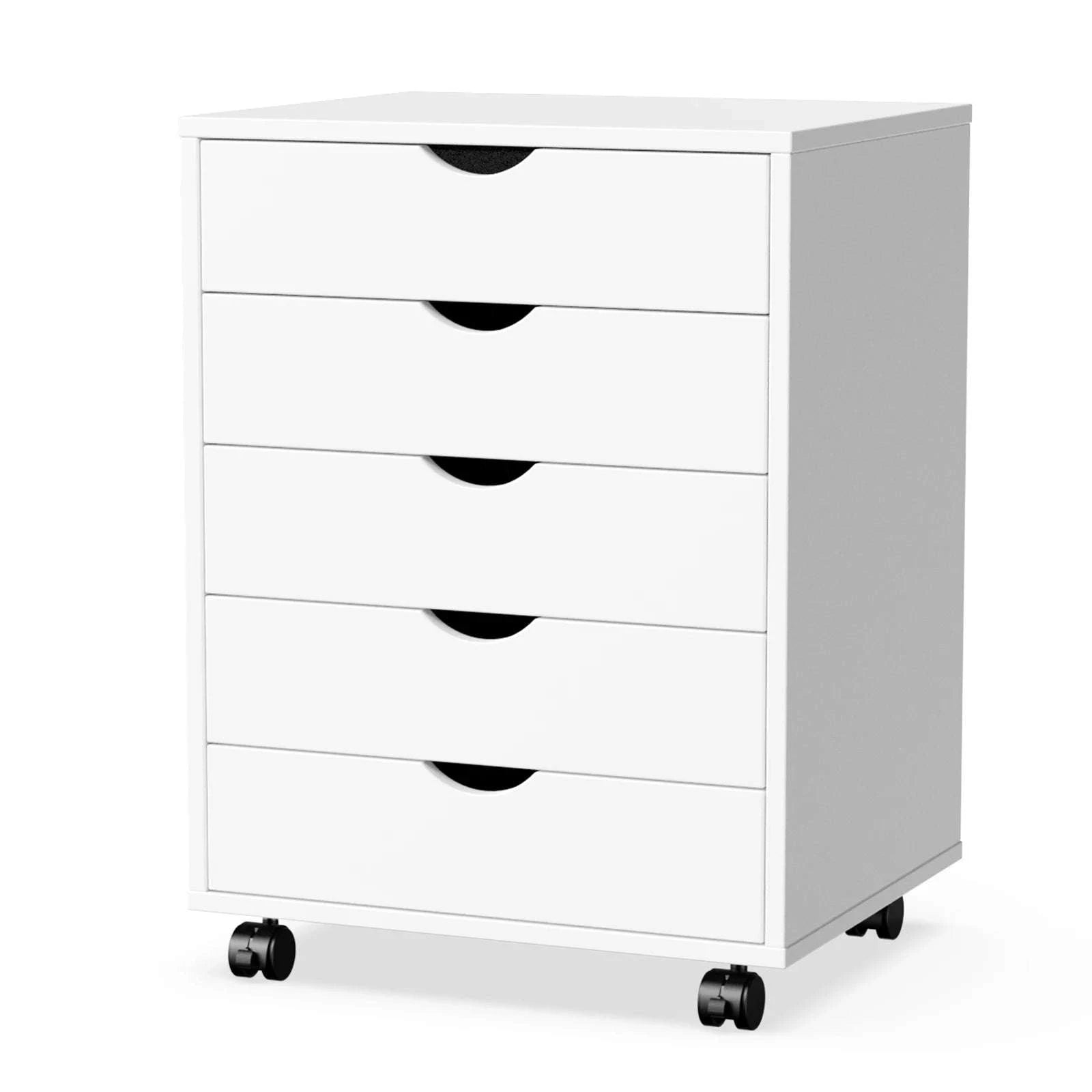 5 Drawer Rolling Storage Cabinet with Wheels Modern Organizer-Ivory / United States
