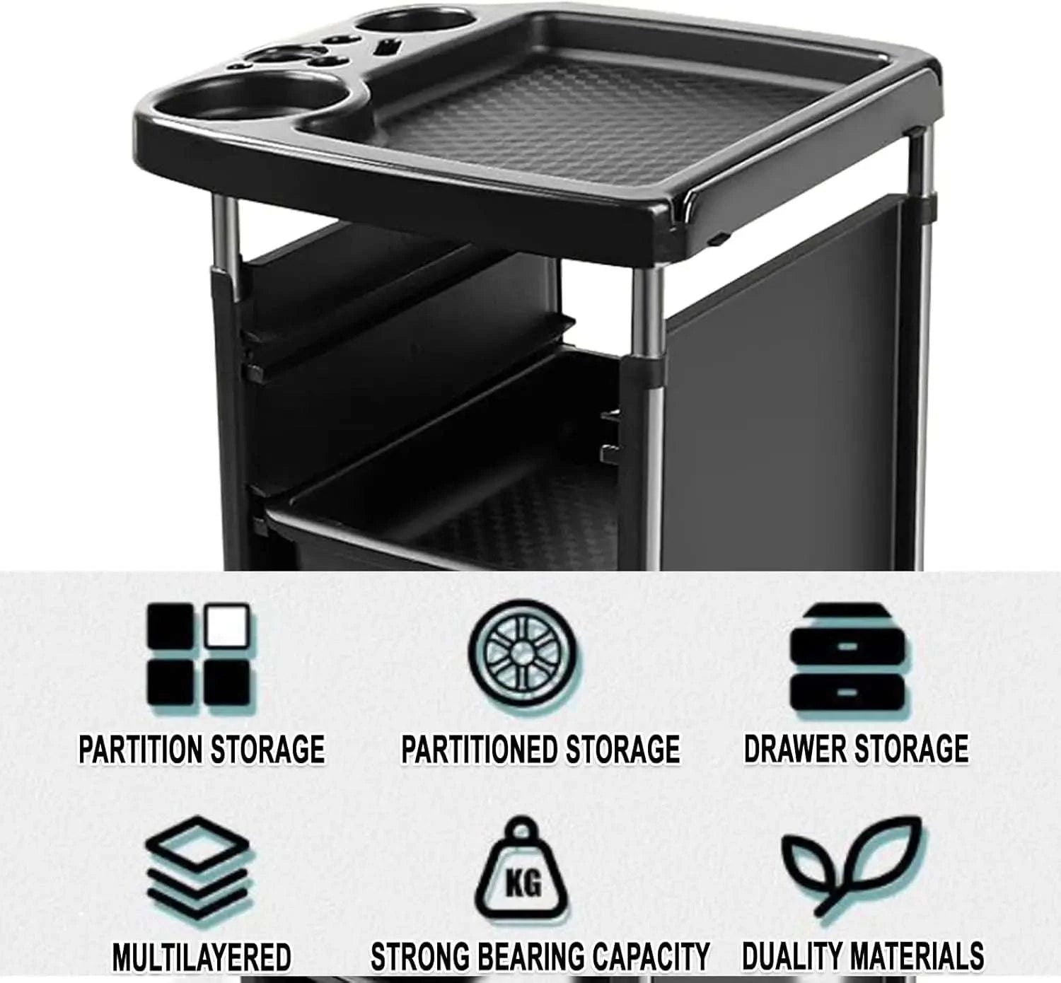 5-Drawer Rolling Trolley Cart with Dividers for Salon & Workspace-United States