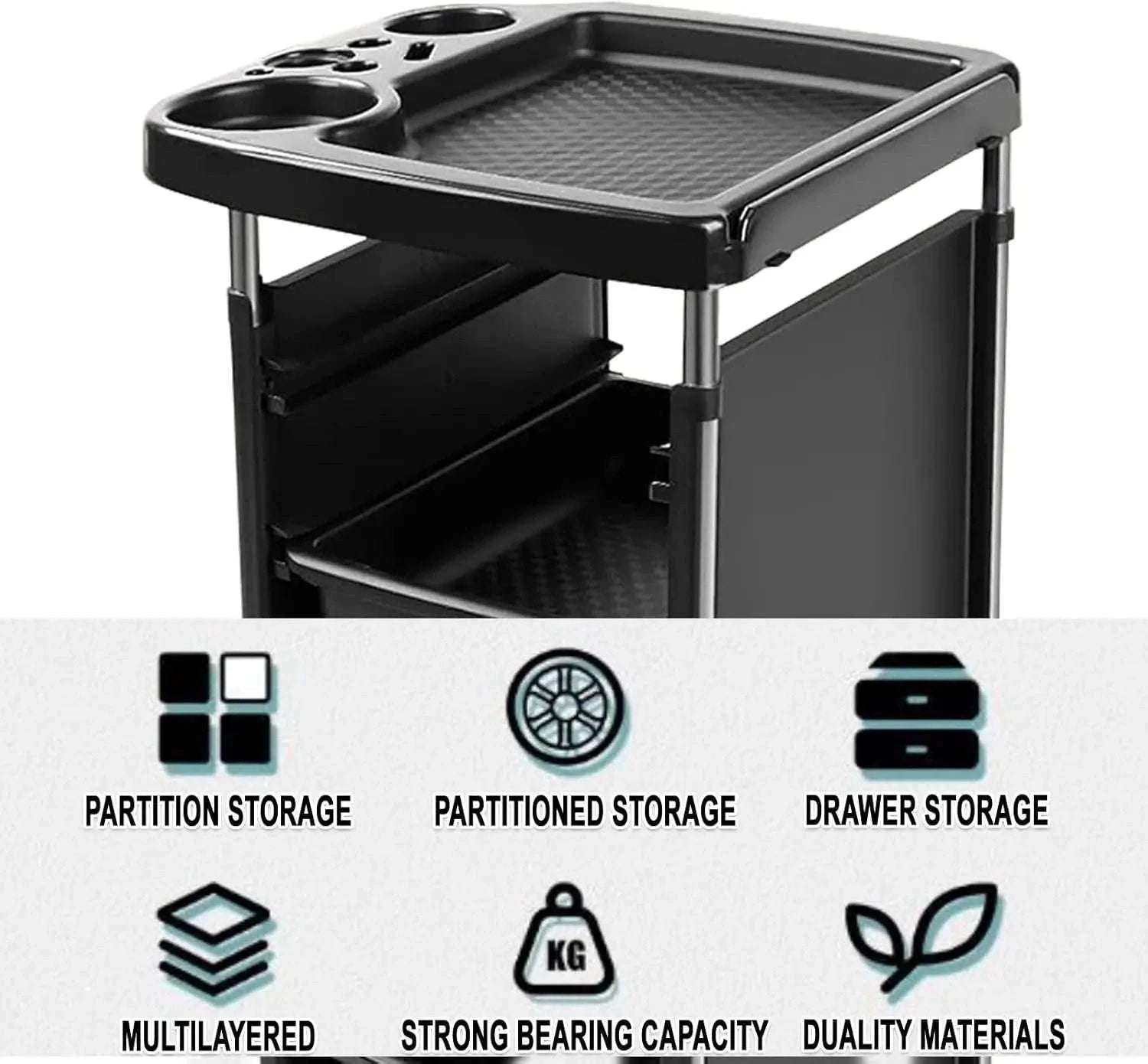 5-Drawer Rolling Trolley Cart with Dividers for Salon & Workspace-United States