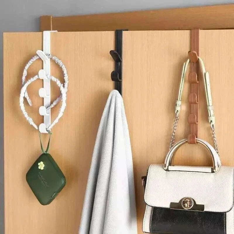 5-Hook Over Door Hook Rack for Easy Everyday Storage-27x4.5cm / Black