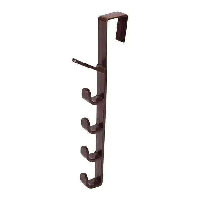5-Hook Over Door Hook Rack for Easy Everyday Storage-27x4.5cm / Black