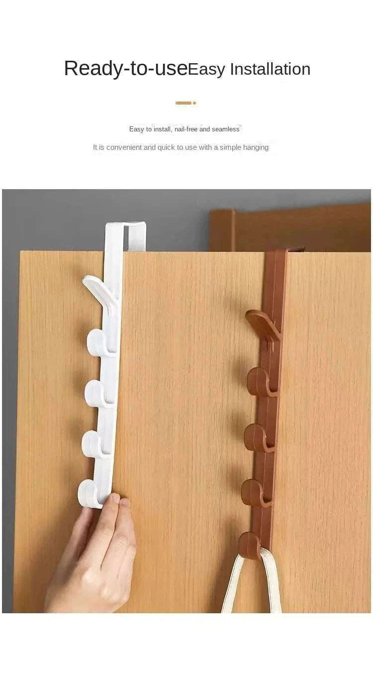 5-Hook Over Door Hook Rack for Easy Everyday Storage-27x4.5cm / Black