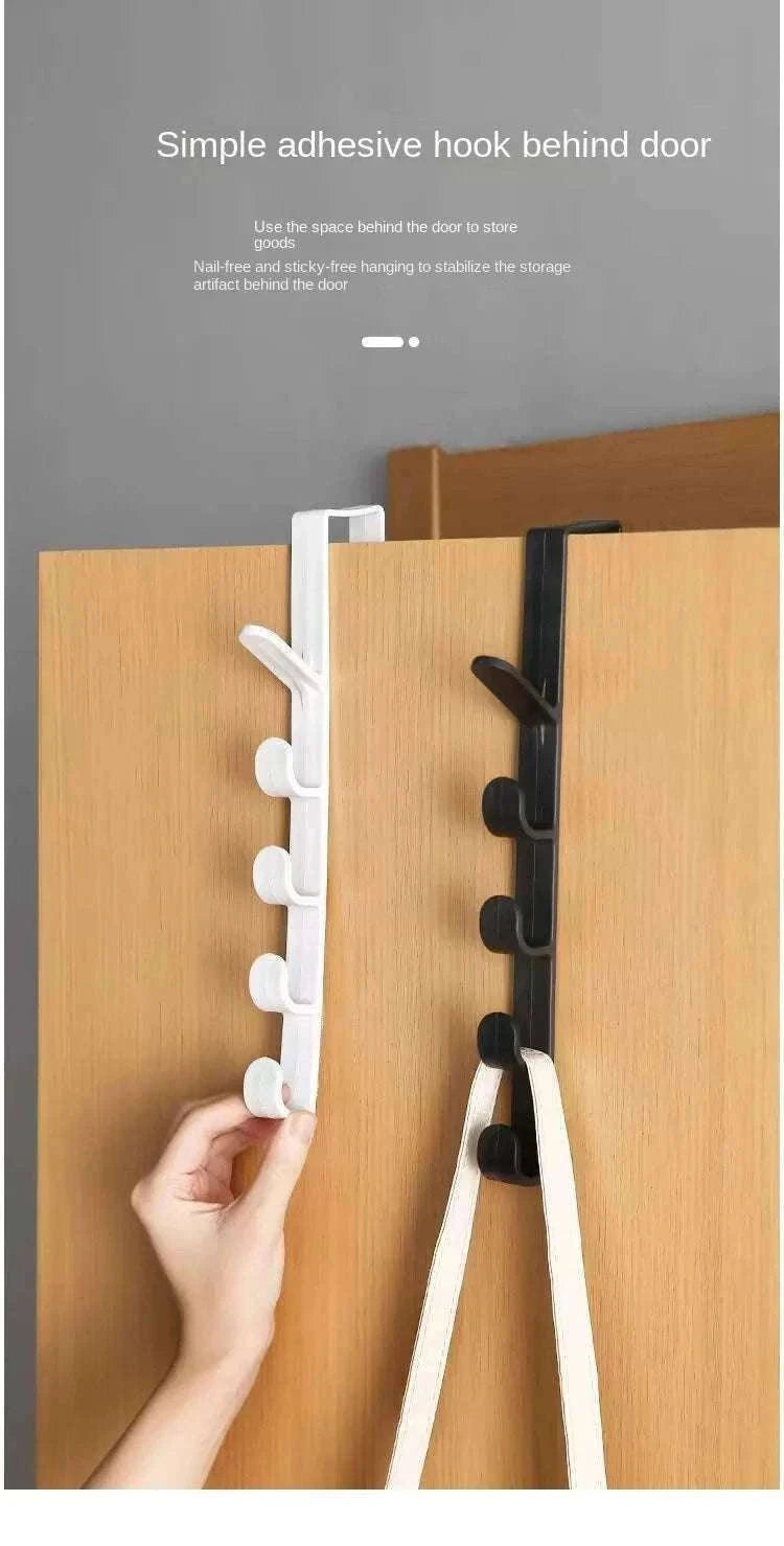 5-Hook Over Door Hook Rack for Easy Everyday Storage-27x4.5cm / Black