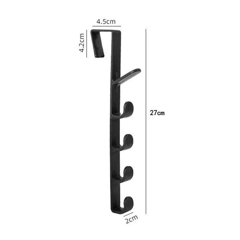 5-Hook Over Door Hook Rack for Easy Everyday Storage-27x4.5cm / Black