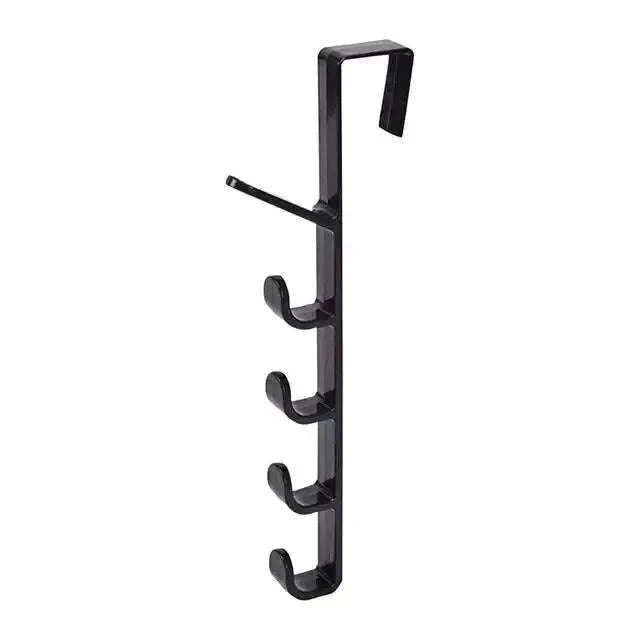 5-Hook Over Door Hook Rack for Easy Everyday Storage-27x4.5cm / Black