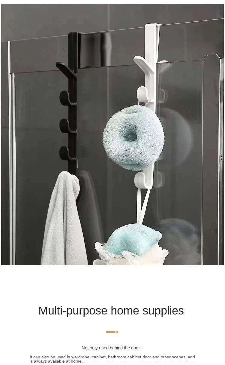 5-Hook Over Door Hook Rack for Easy Everyday Storage-27x4.5cm / Black