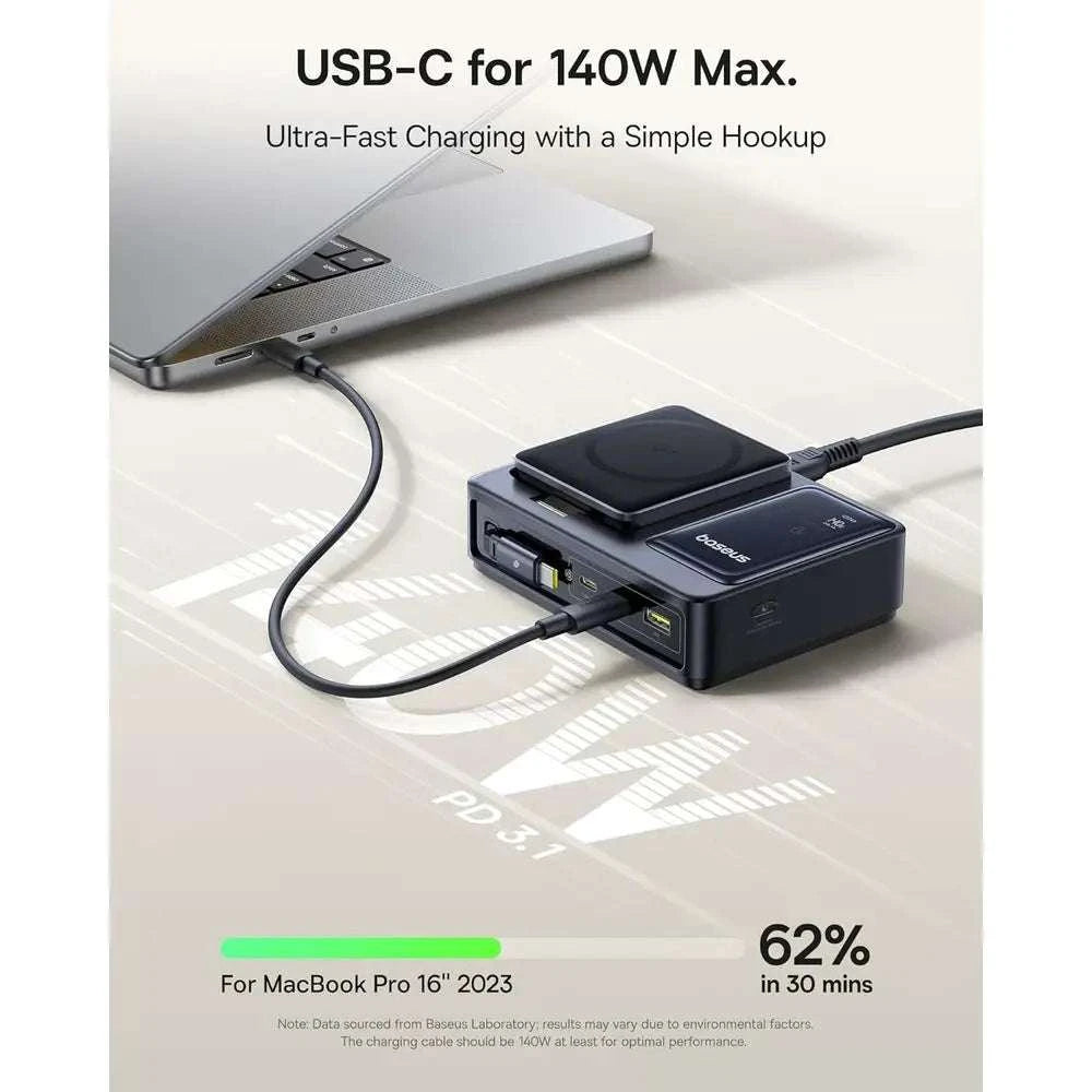 5-in-1 140W Charging Station with Qi2 Magnetic Wireless & Retractable Cable-United States