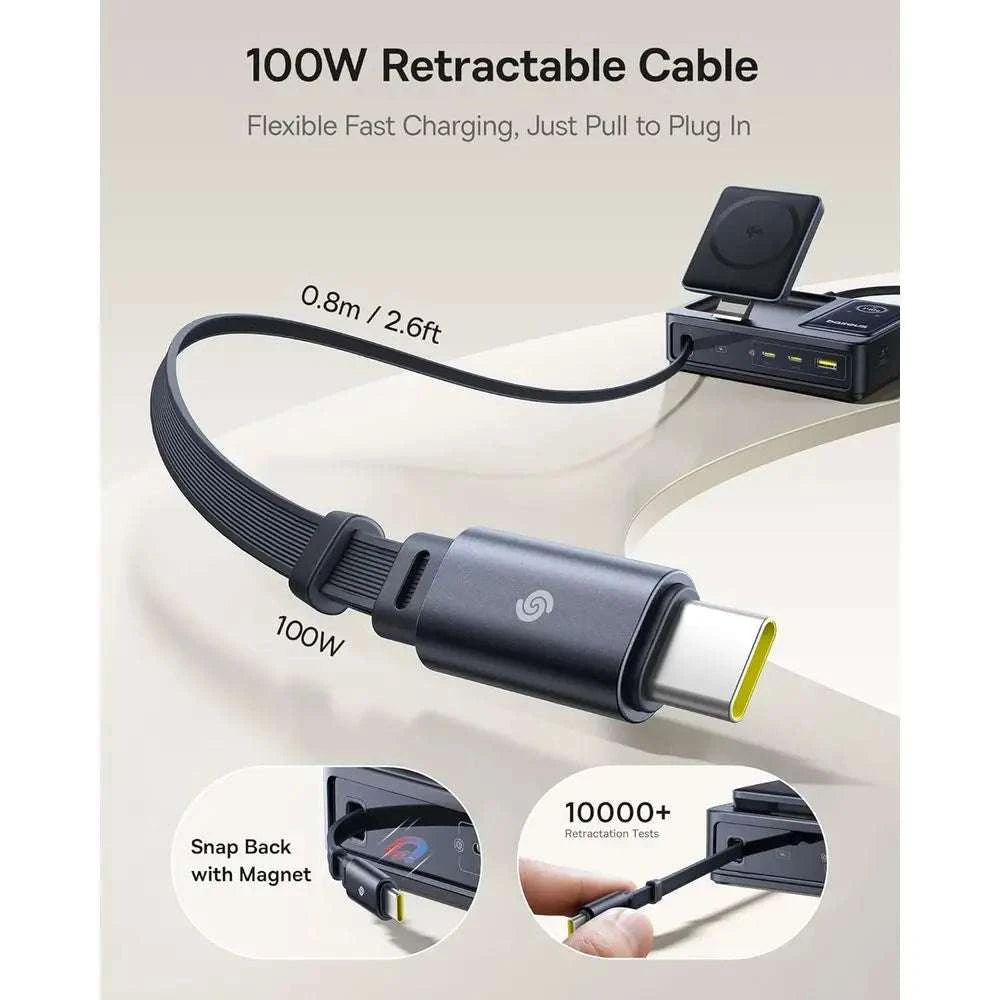 5-in-1 140W Charging Station with Qi2 Magnetic Wireless & Retractable Cable-United States