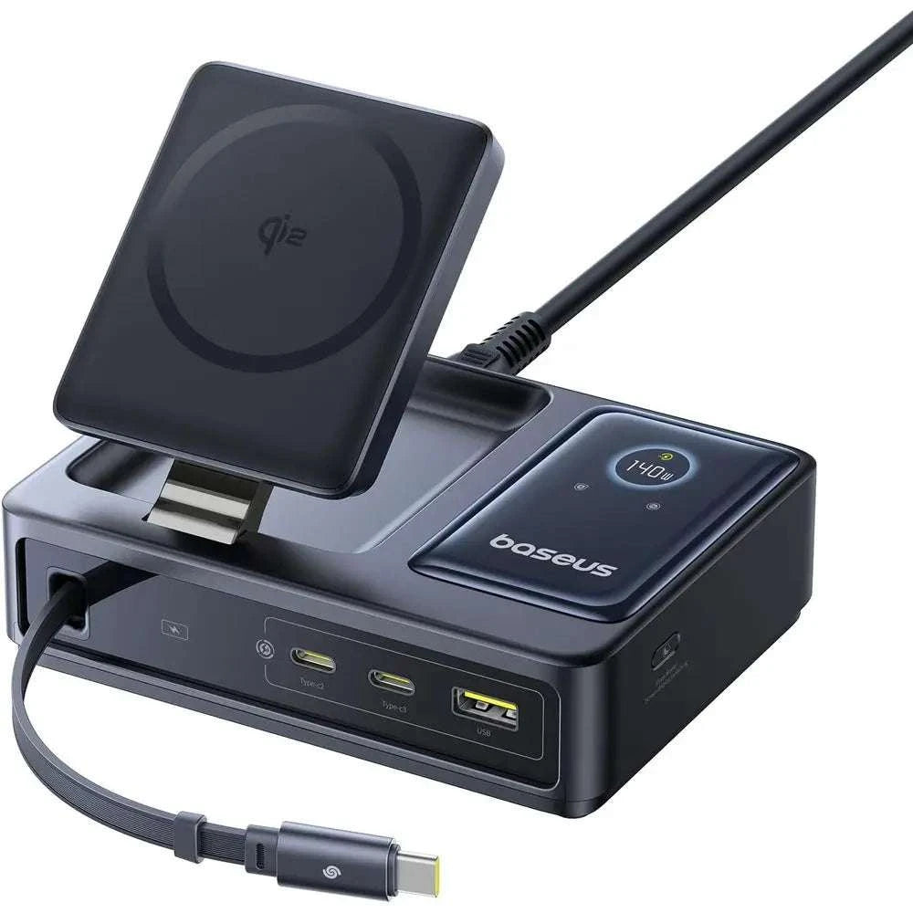 5-in-1 140W Charging Station with Qi2 Magnetic Wireless & Retractable Cable-United States
