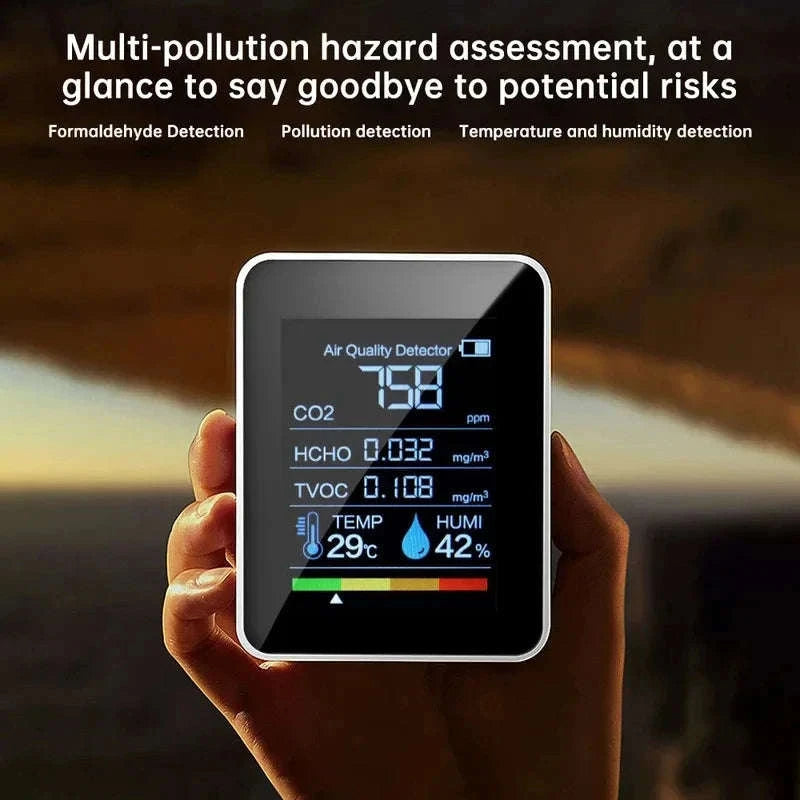 5-in-1 Air Quality Monitor with CO₂, TVOC & Formaldehyde Detection-black / China Mainland