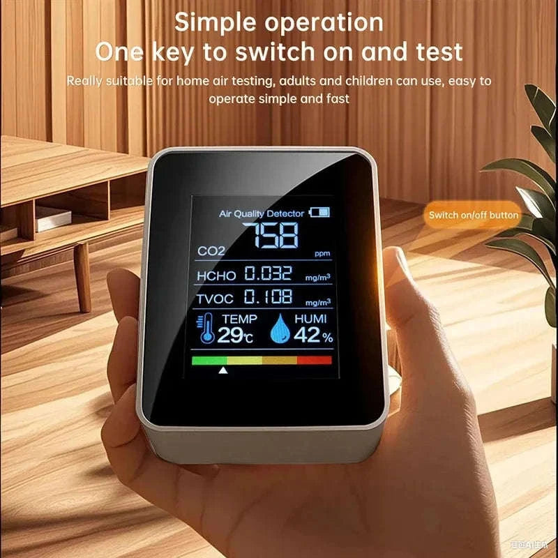 5-in-1 Air Quality Monitor with CO₂, TVOC & Formaldehyde Detection-black / China Mainland