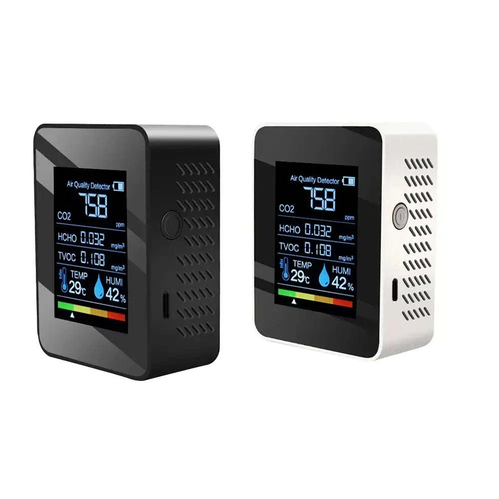 5-in-1 Air Quality Monitor with CO₂, TVOC & Formaldehyde Detection-black / China Mainland