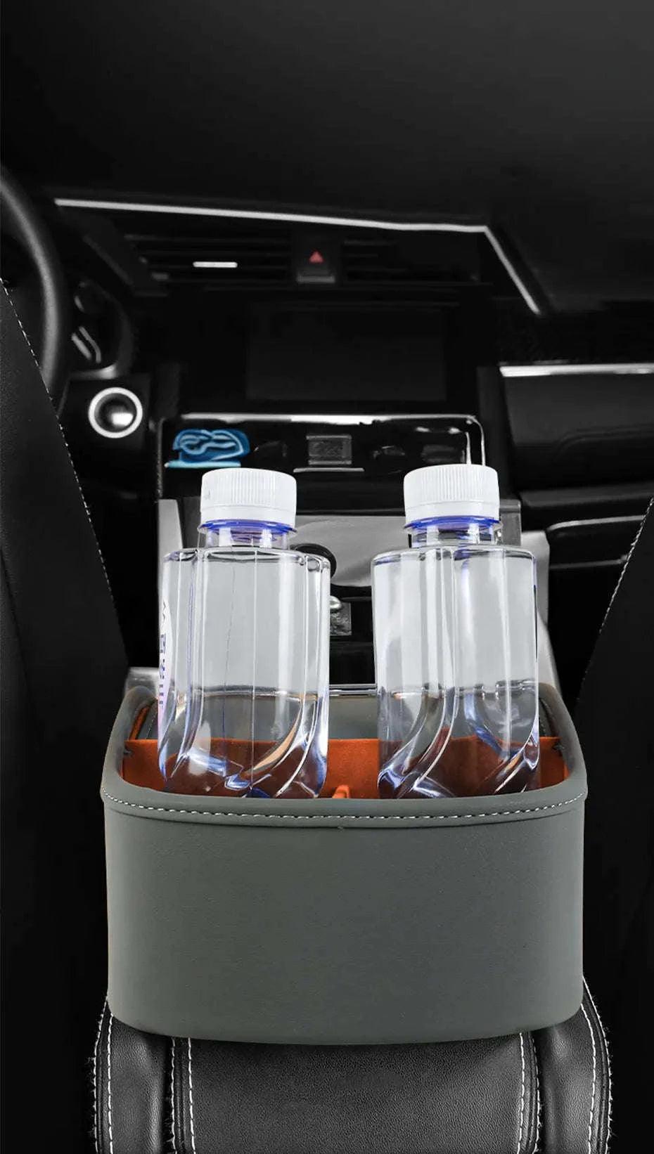 5 in 1 Car Center Console Armrest Storage Box with Tissue Holder and Cup Holder-Black 1pc