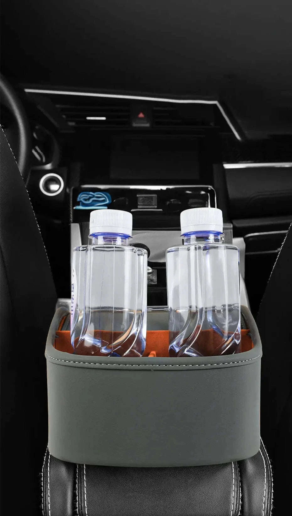 5 in 1 Car Center Console Armrest Storage Box with Tissue Holder and Cup Holder-Black 1pc