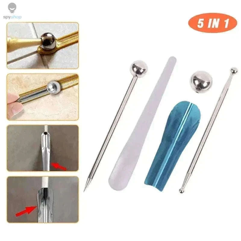 5-in-1 Caulking Nozzle Applicator Finishing Tool Kit-Blue