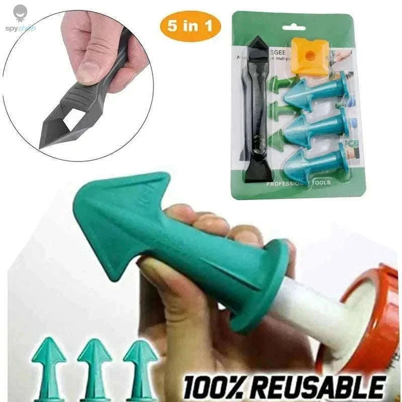 5-in-1 Caulking Nozzle Applicator Finishing Tool Kit-Blue