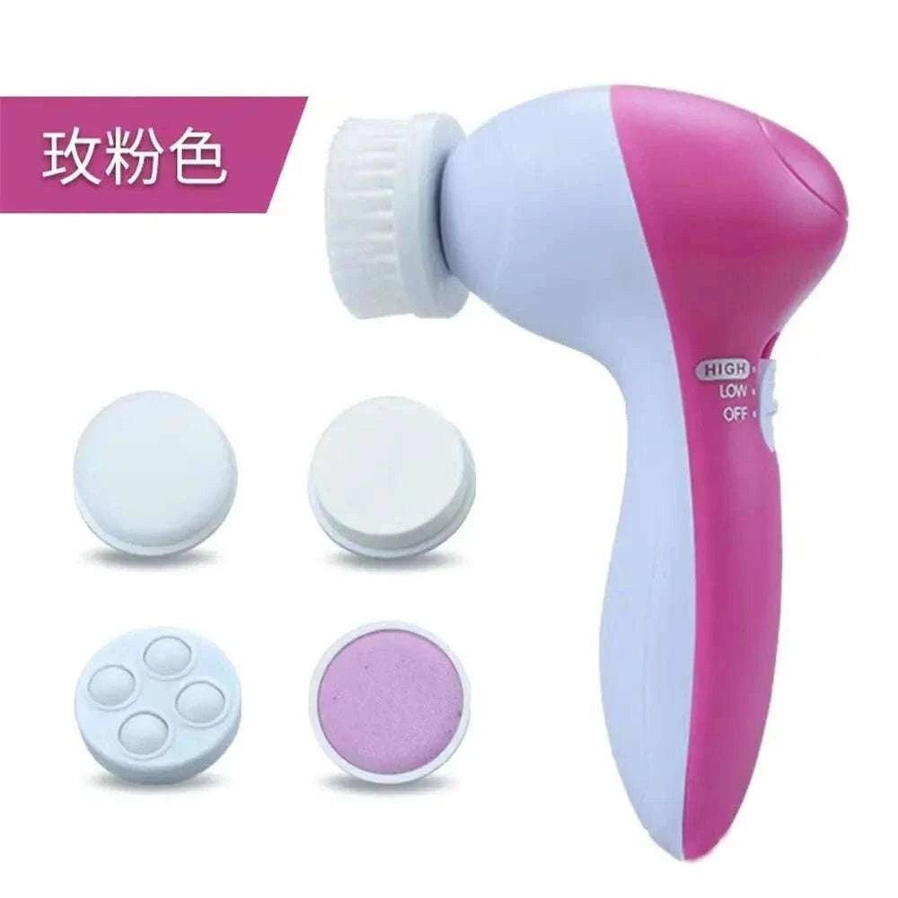 5-in-1 Electric Facial Cleansing Brush for Deep Clean & Blackhead Removal-United States / Pink