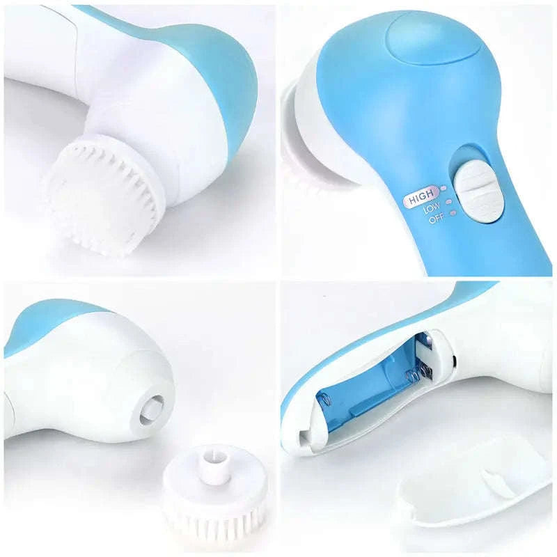 5-in-1 Electric Facial Cleansing Brush for Deep Clean & Blackhead Removal-United States / Pink