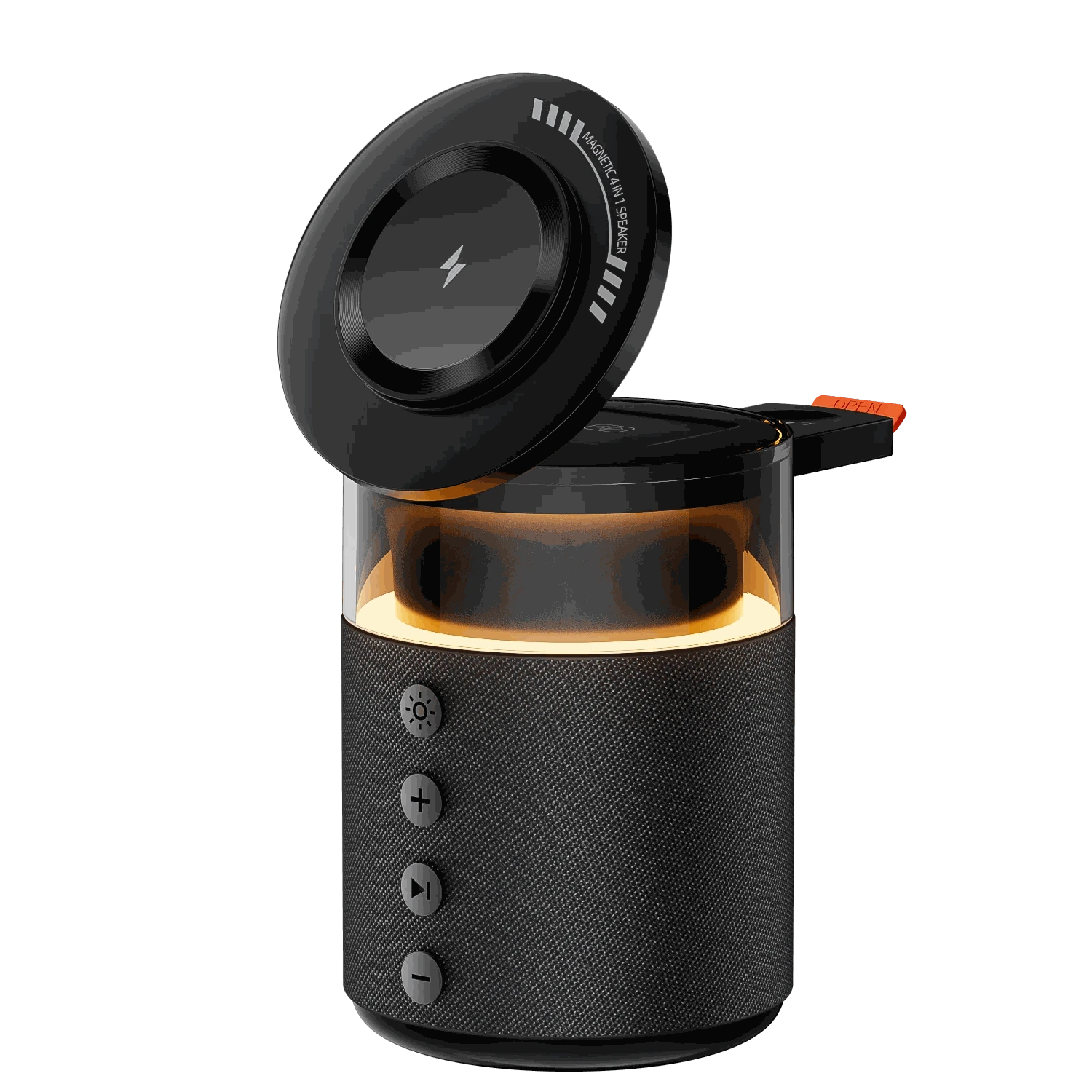 5‑in‑1 Magnetic Wireless Charging Station with Bluetooth Speaker and Night Light-black