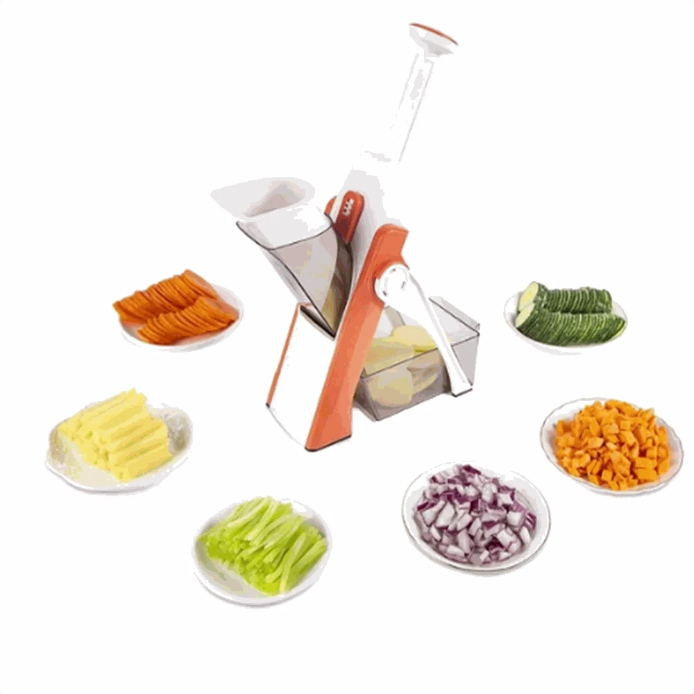 5-in-1 Multifunctional Vegetable Cutter Slicer Grater Garlic Chopper-Blue
