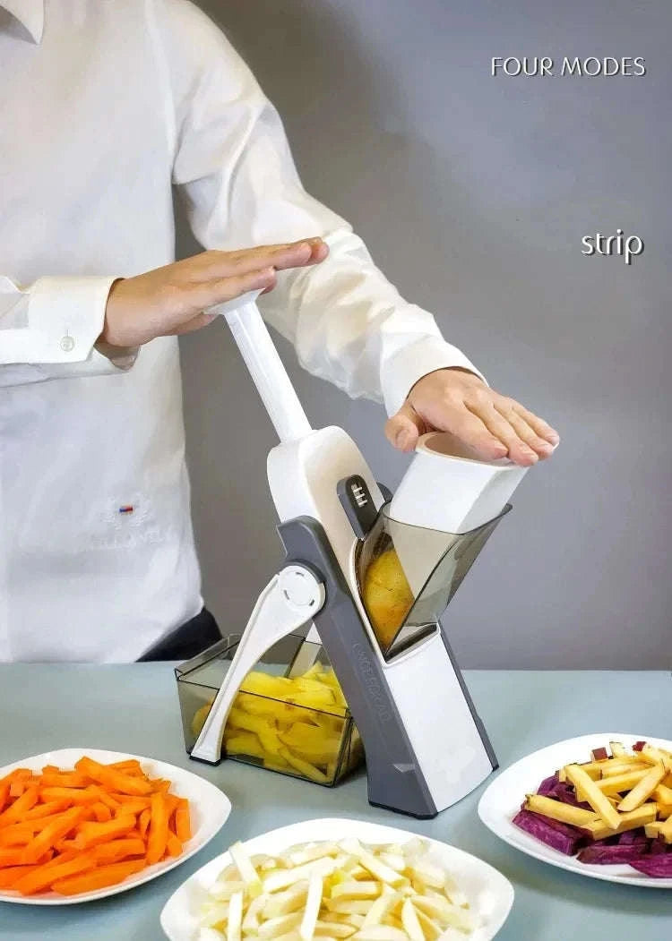 5-in-1 Multifunctional Vegetable Cutter Slicer Grater Garlic Chopper-Blue