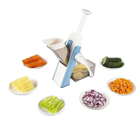 5-in-1 Multifunctional Vegetable Cutter Slicer Grater Garlic Chopper-Blue