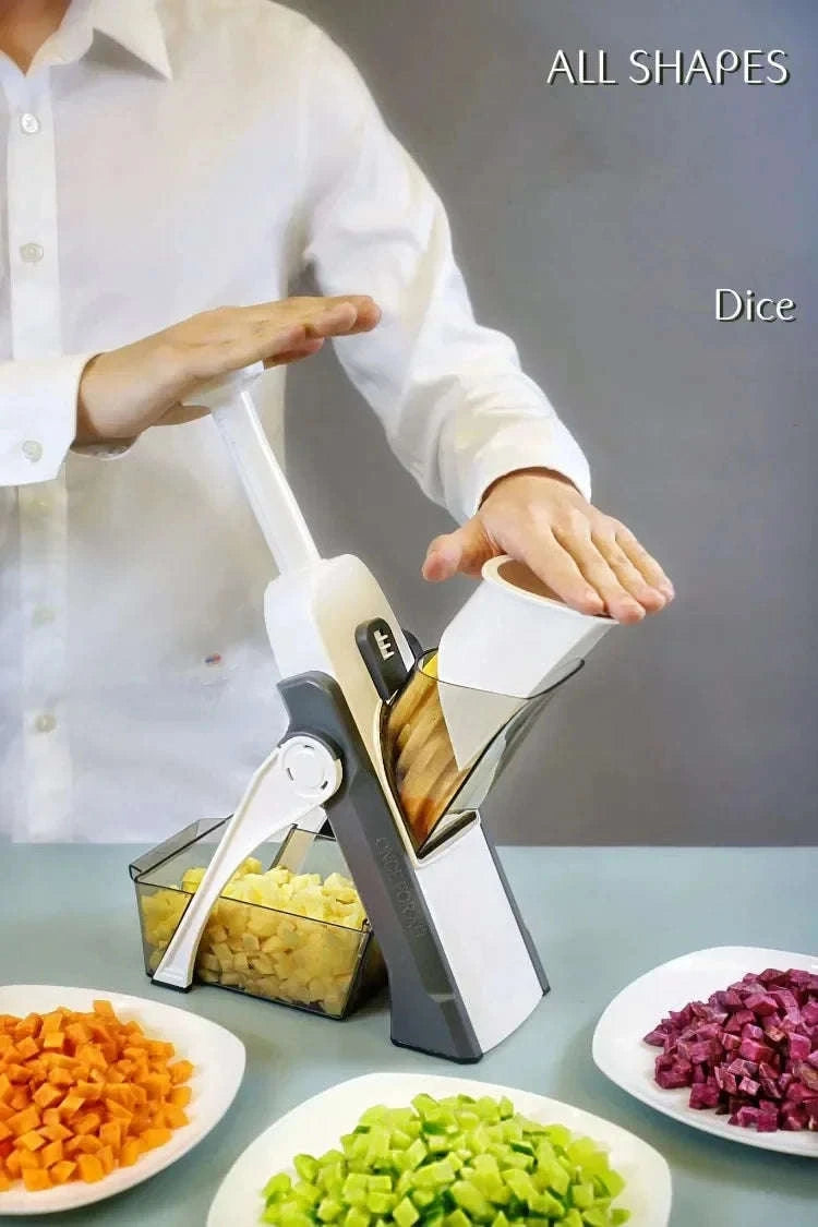5-in-1 Multifunctional Vegetable Cutter Slicer Grater Garlic Chopper-Blue