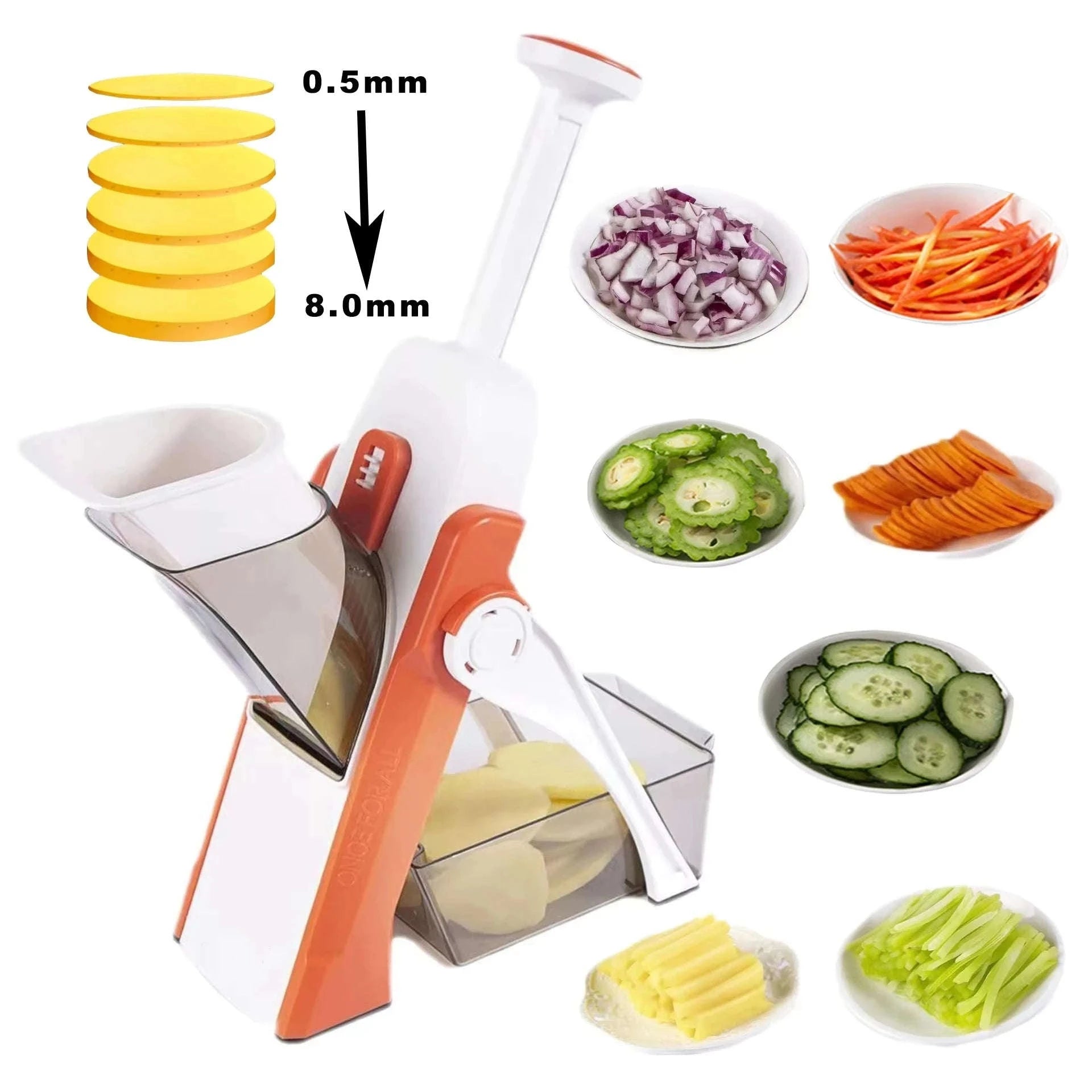 5-in-1 Multifunctional Vegetable Cutter Slicer Grater Garlic Chopper-Blue