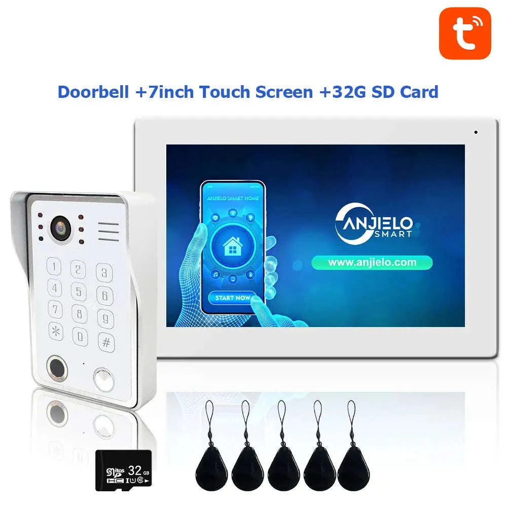 5‑in‑1 Smart Fingerprint Doorbell Video Intercom System-W1D-1M7inchW-32G