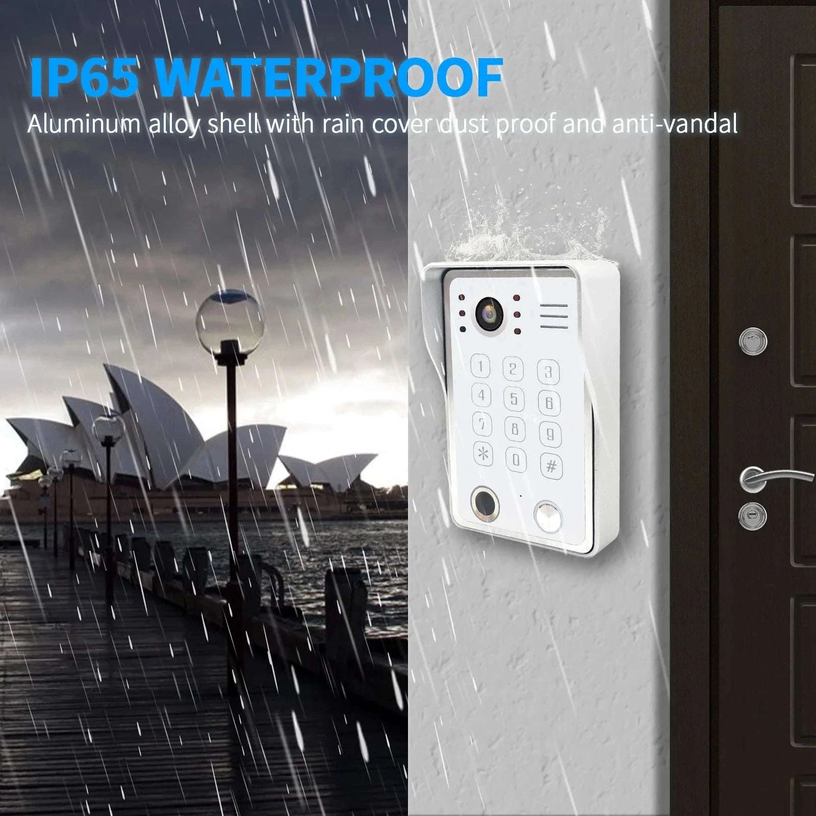 5‑in‑1 Smart Fingerprint Doorbell Video Intercom System-W1D-1M7inchW-32G
