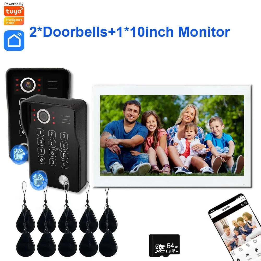 5‑in‑1 Smart Fingerprint Doorbell Video Intercom System-W1D-1M7inchW-32G