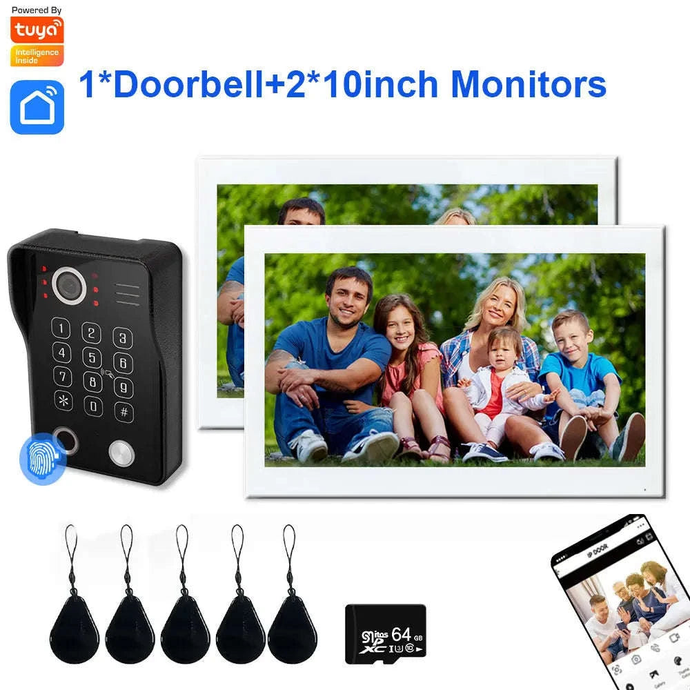 5‑in‑1 Smart Fingerprint Doorbell Video Intercom System-W1D-1M7inchW-32G