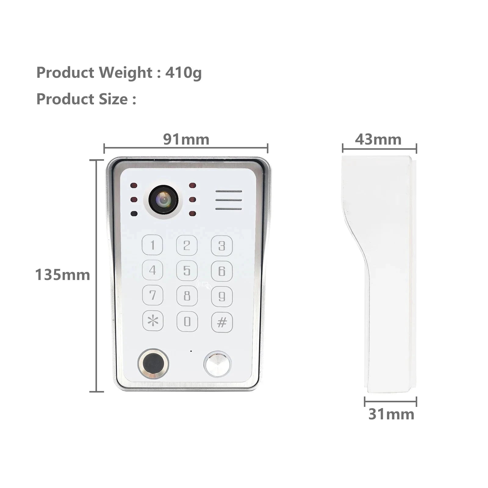 5‑in‑1 Smart Fingerprint Doorbell Video Intercom System-W1D-1M7inchW-32G