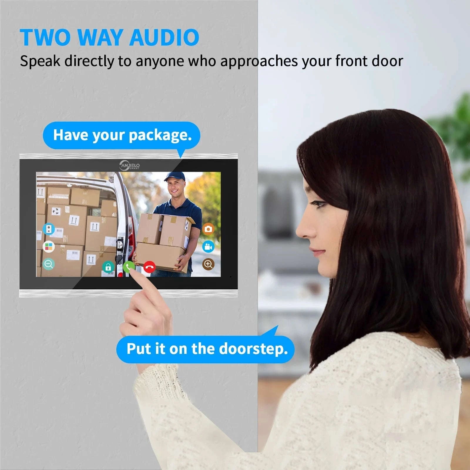 5‑in‑1 Smart Fingerprint Doorbell Video Intercom System-W1D-1M7inchW-32G