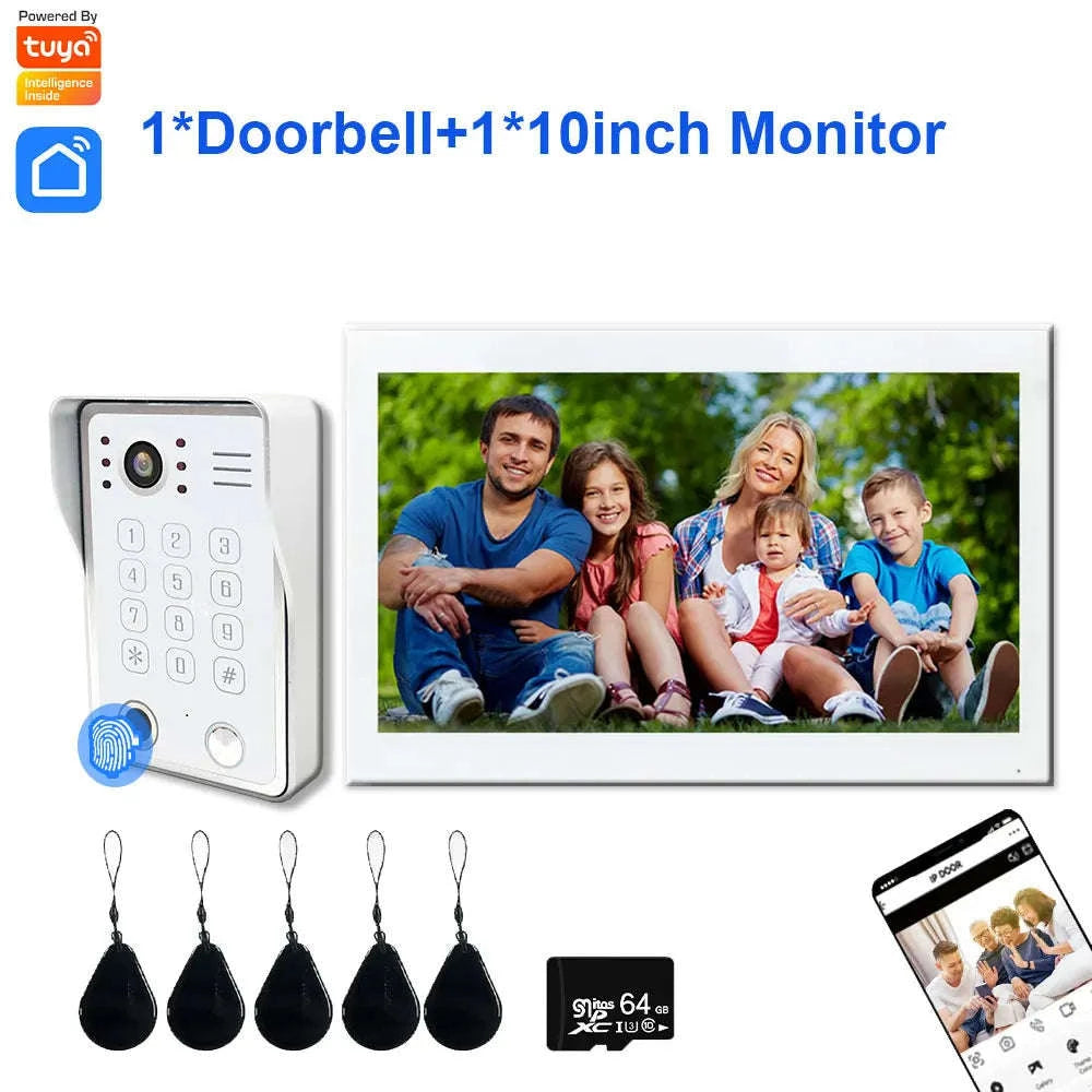 5‑in‑1 Smart Fingerprint Doorbell Video Intercom System-W1D-1M7inchW-32G