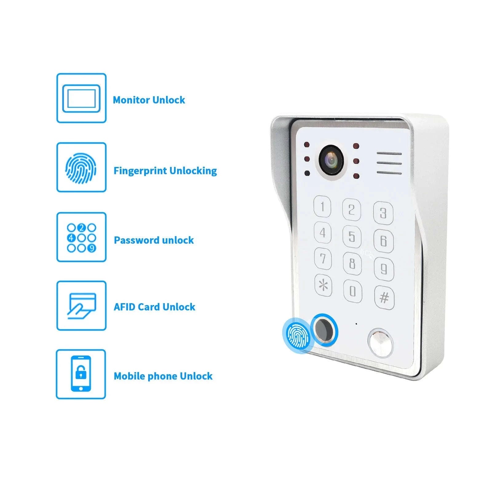 5‑in‑1 Smart Fingerprint Doorbell Video Intercom System-W1D-1M7inchW-32G