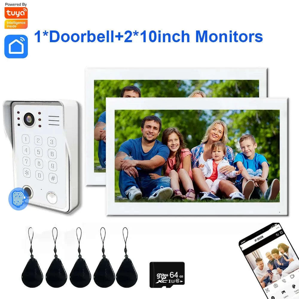 5‑in‑1 Smart Fingerprint Doorbell Video Intercom System-W1D-1M7inchW-32G