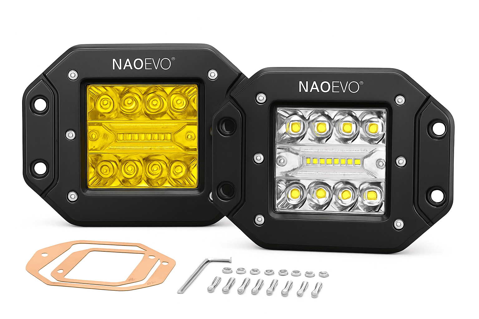 5 Inch Flush Mount LED Pods Lights 40W 4000LM Spot Flood Combo Work Light-YELLOW