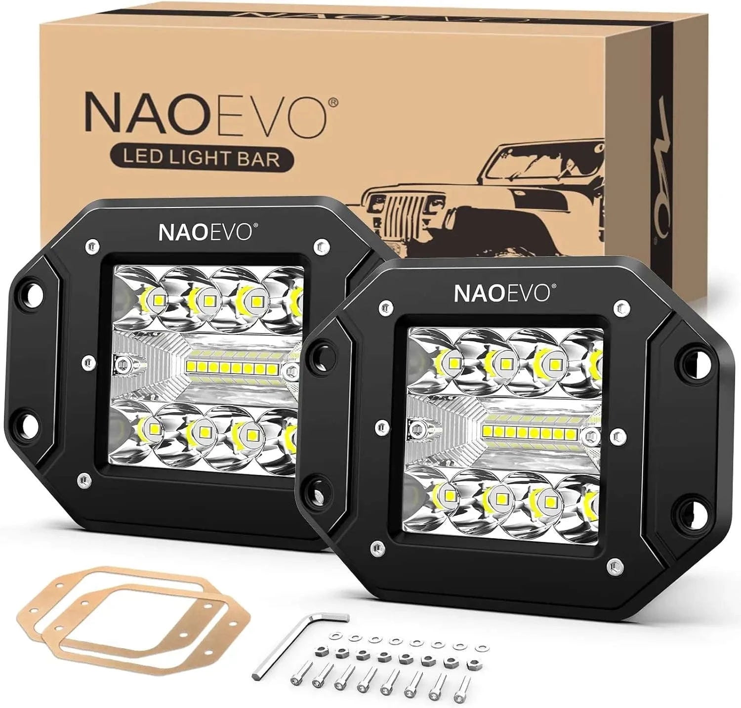 5 Inch Flush Mount LED Pods Lights 40W 4000LM Spot Flood Combo Work Light-YELLOW